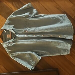 Levi Cotton Short Sleeve Shirt - Large Green